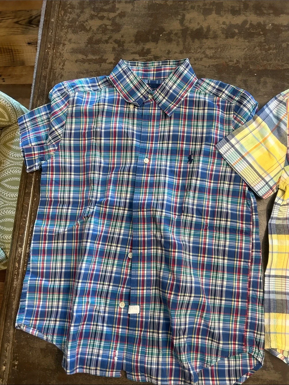 Polo Ralph Lauren Boys Size 7 Plaid Button-Down Shirts - Blue & Yellow